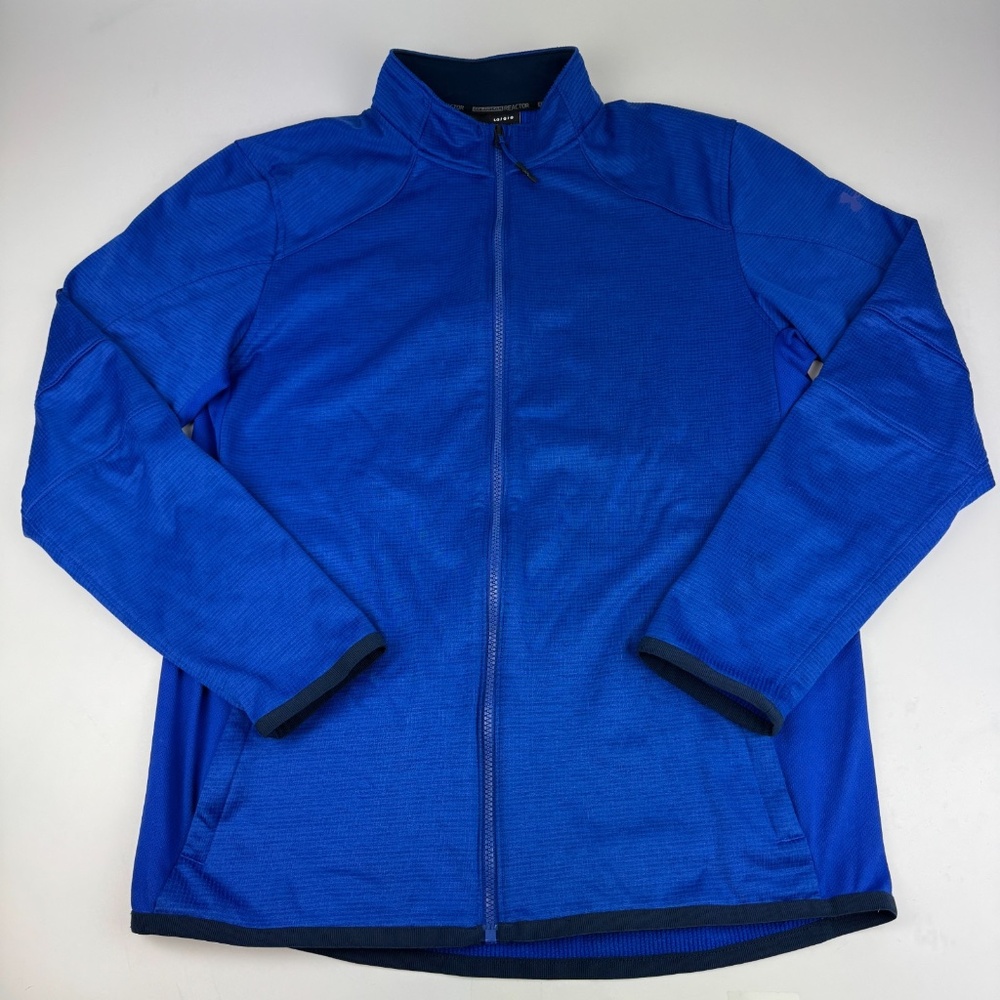 Under Armour Mens Size L ColdGear Reactor Full Zip Fleece Jacket Blue
